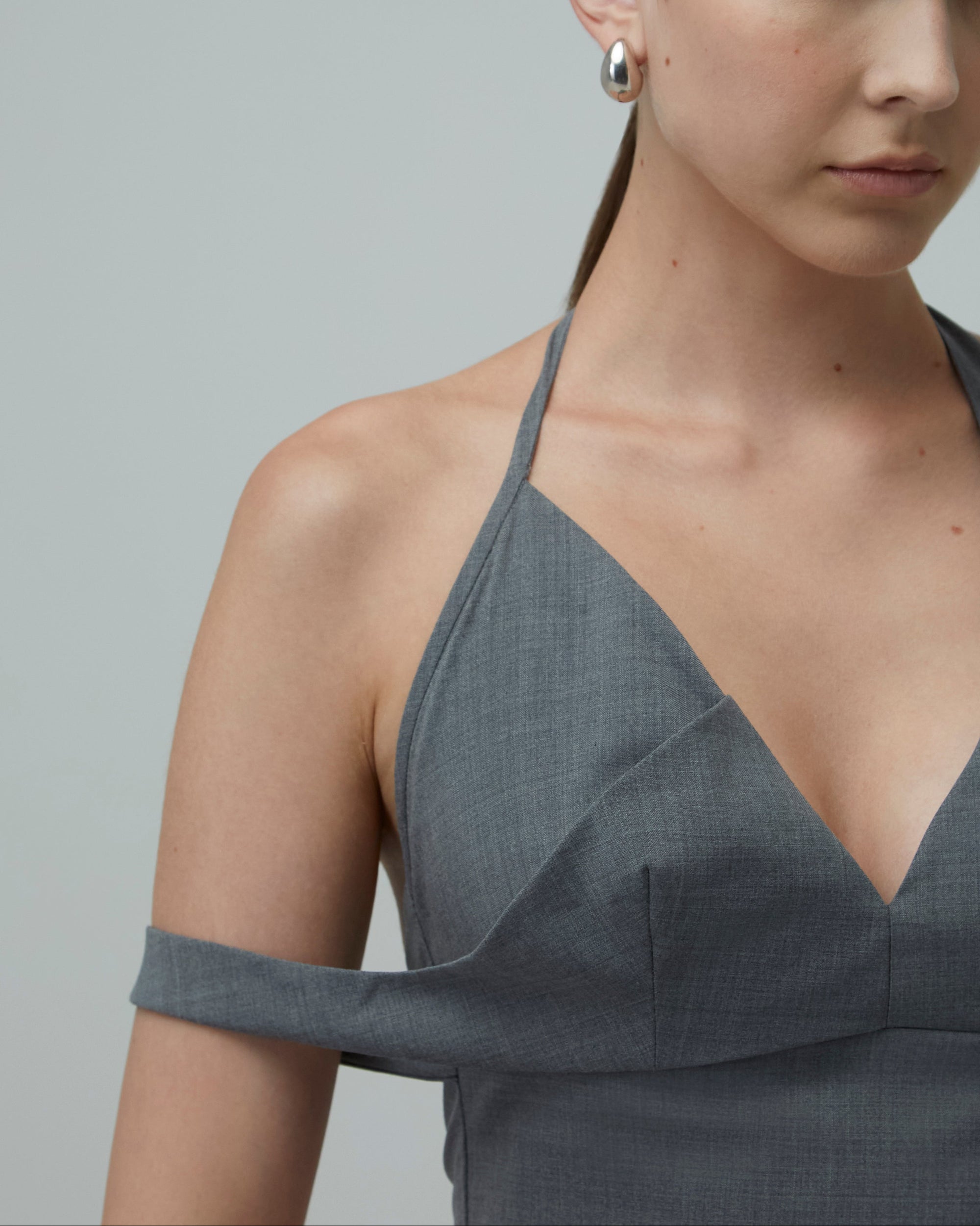 Wool-Blend Halter Bralette Top