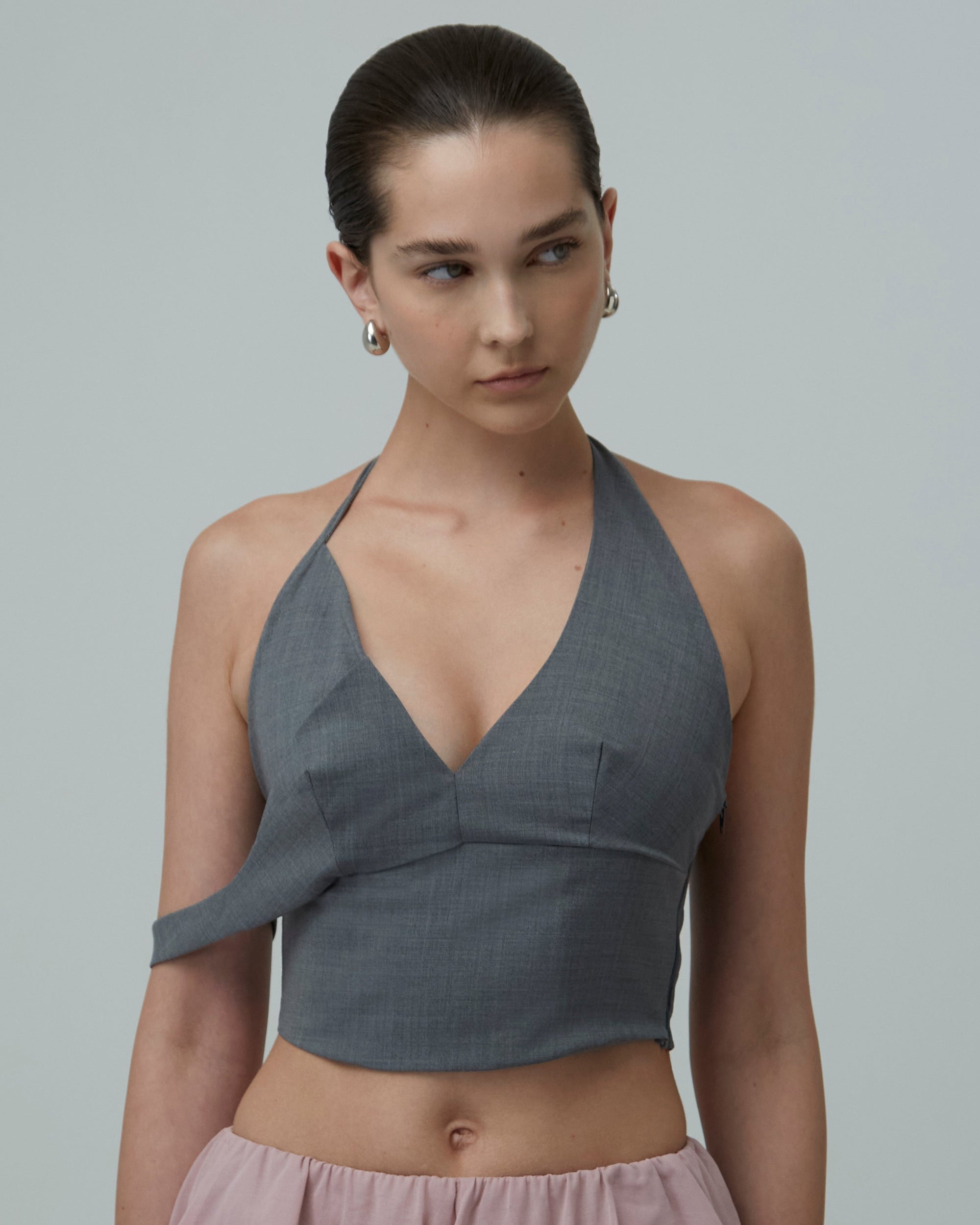 Wool-Blend Halter Bralette Top