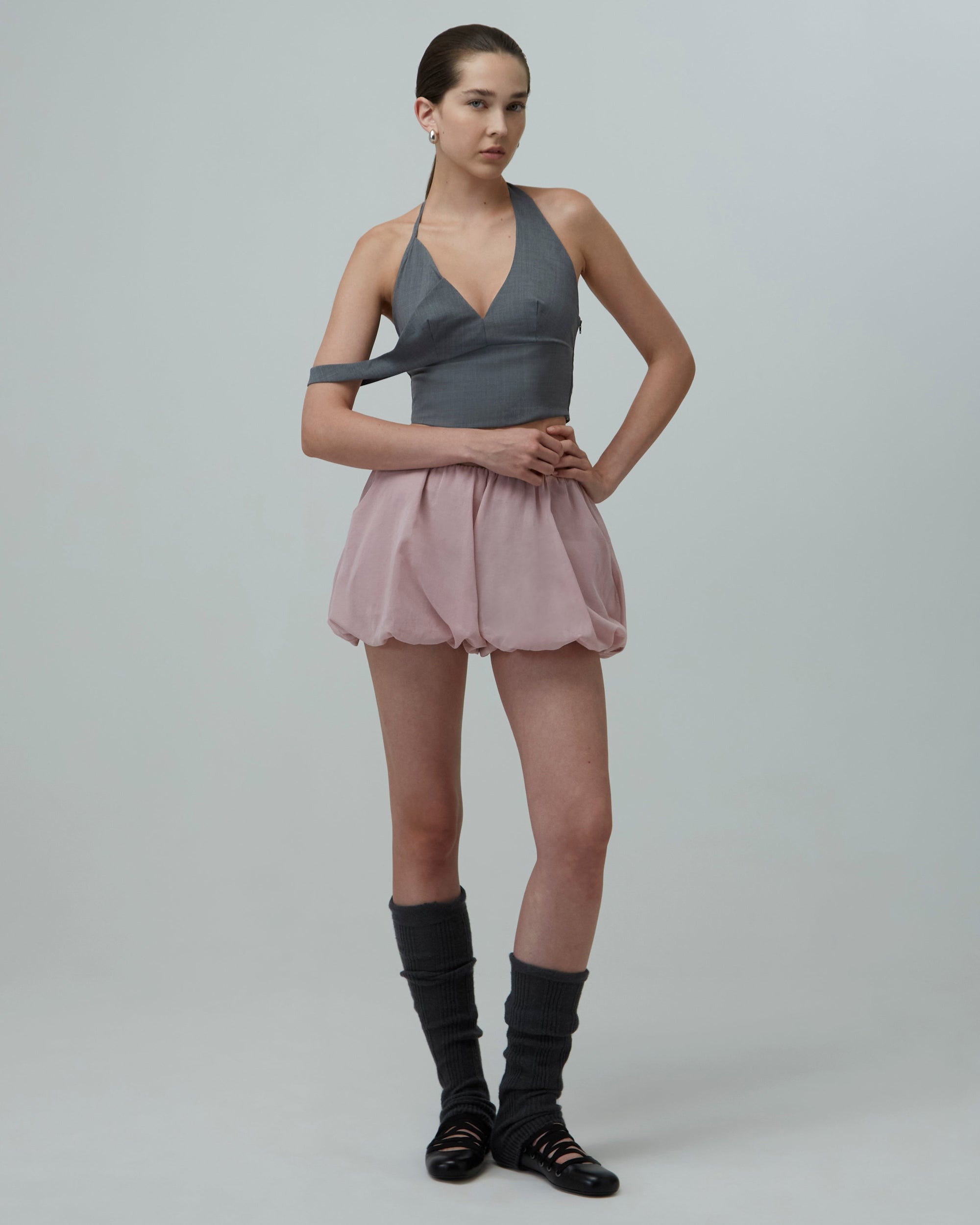 Wool-Blend Halter Bralette Top