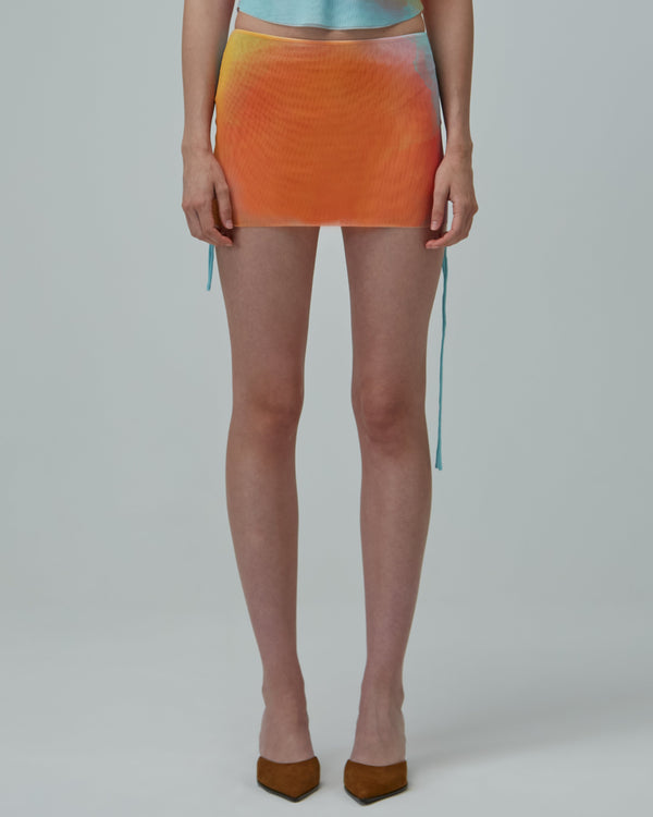 Ruched Mesh Mini Skirt