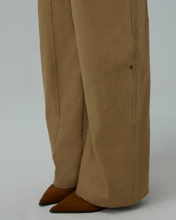 Linen Utility Wide-Leg Jeans | Khaki