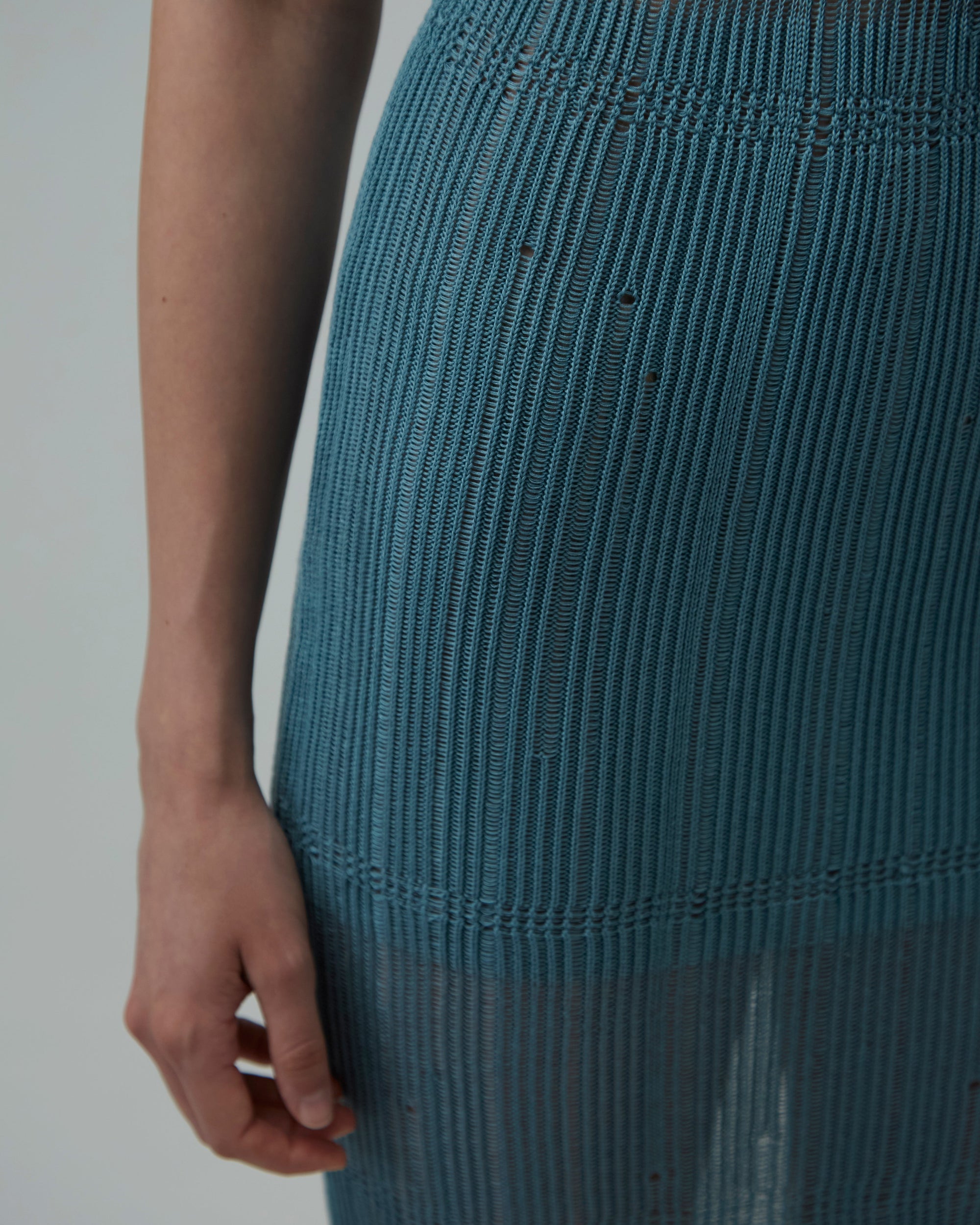 Sheer Knit Midi Dress | Teal & Orange