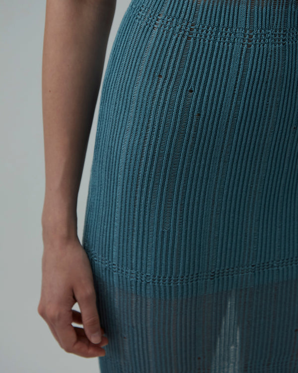 Sheer Knit Midi Dress | Teal & Orange