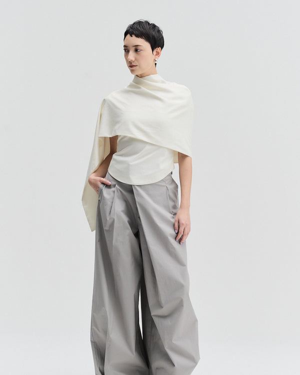 Fitted Scoop-Neck Top With Matching Scarf