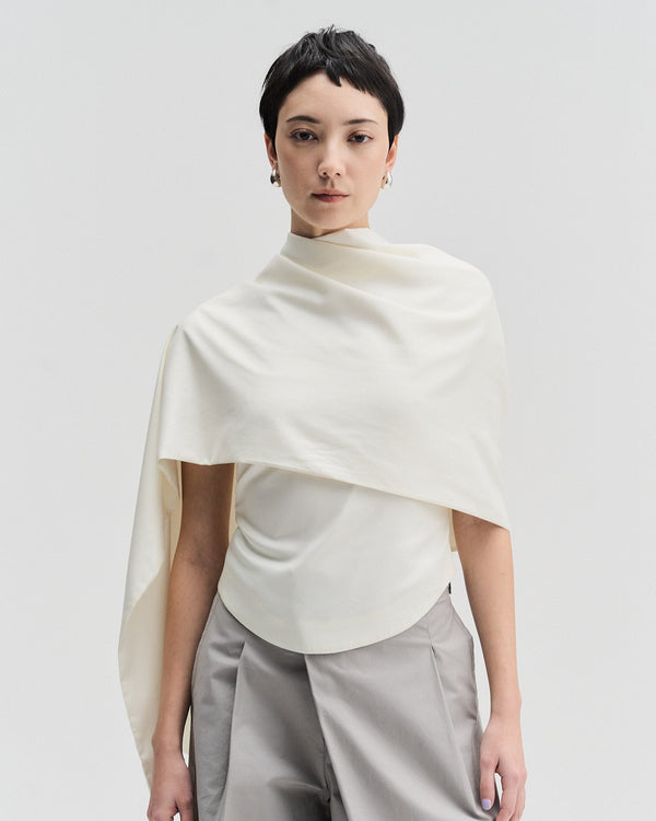 Fitted Scoop-Neck Top With Matching Scarf