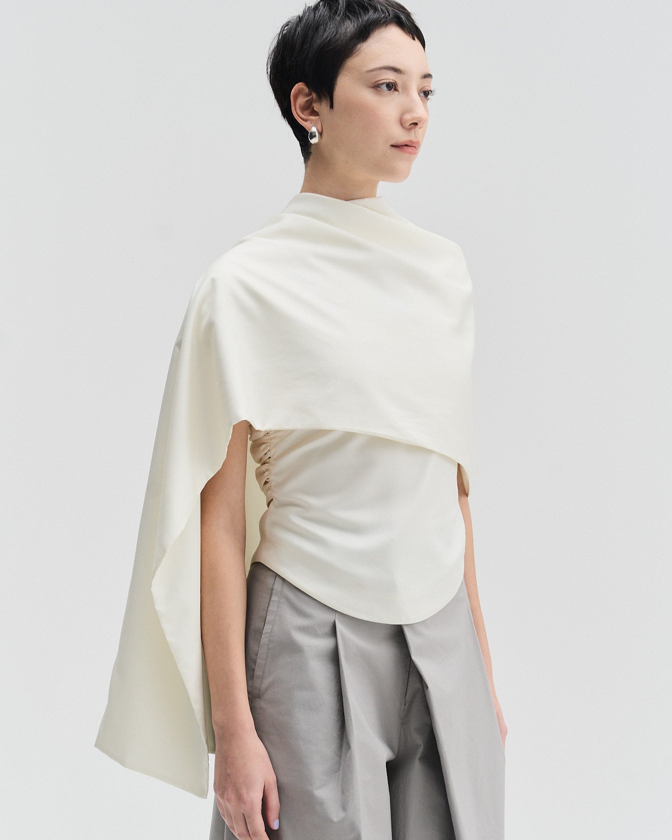 Fitted Scoop-Neck Top With Matching Scarf