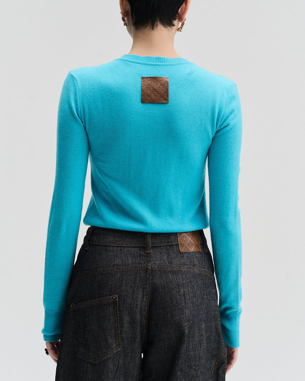Arch Cut-Out Cardigan | Aqua Blue