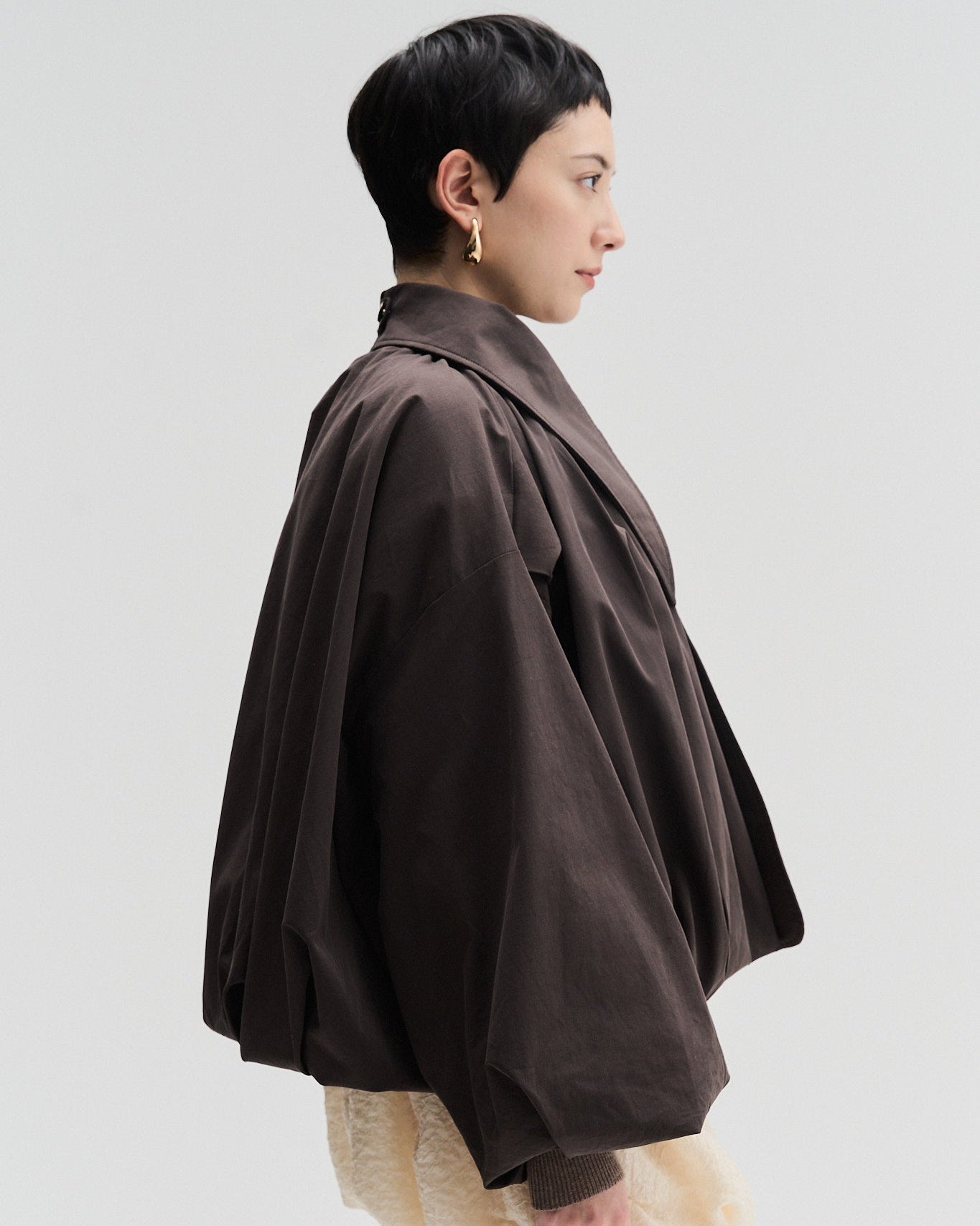 Pleated Jacket With Pointed Collar