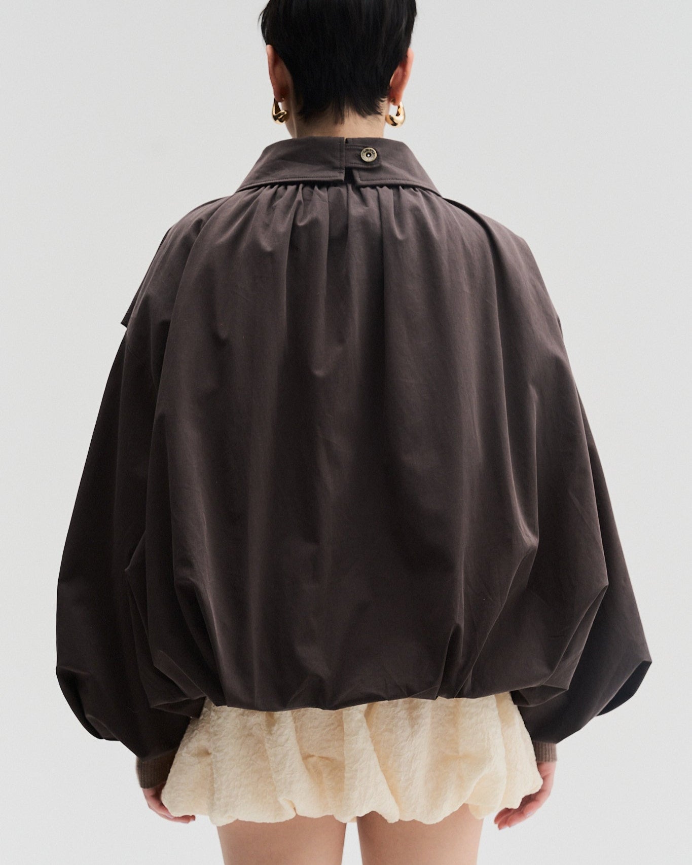 Pleated Jacket With Pointed Collar