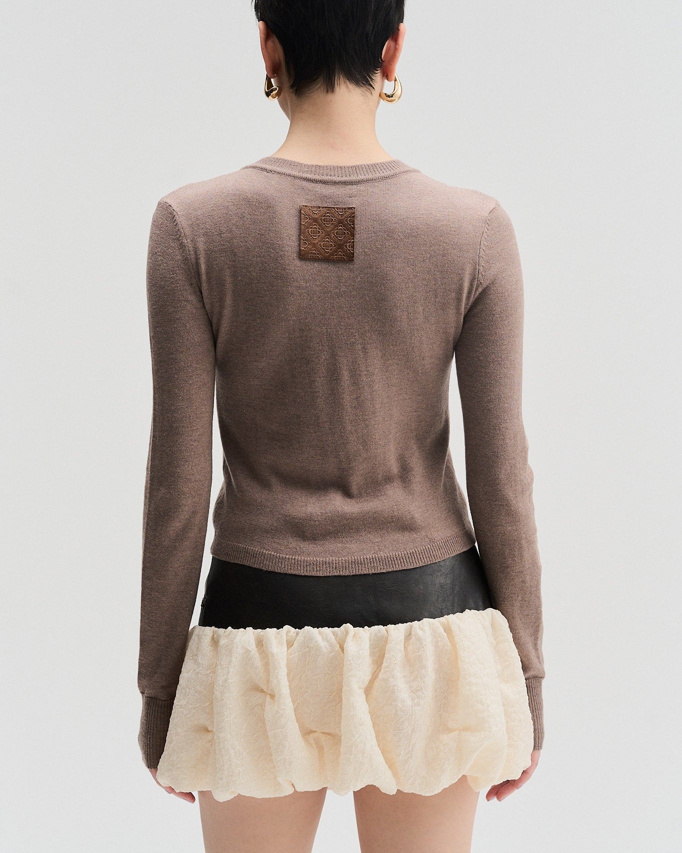 Arch Cut-Out Cardigan | Brown