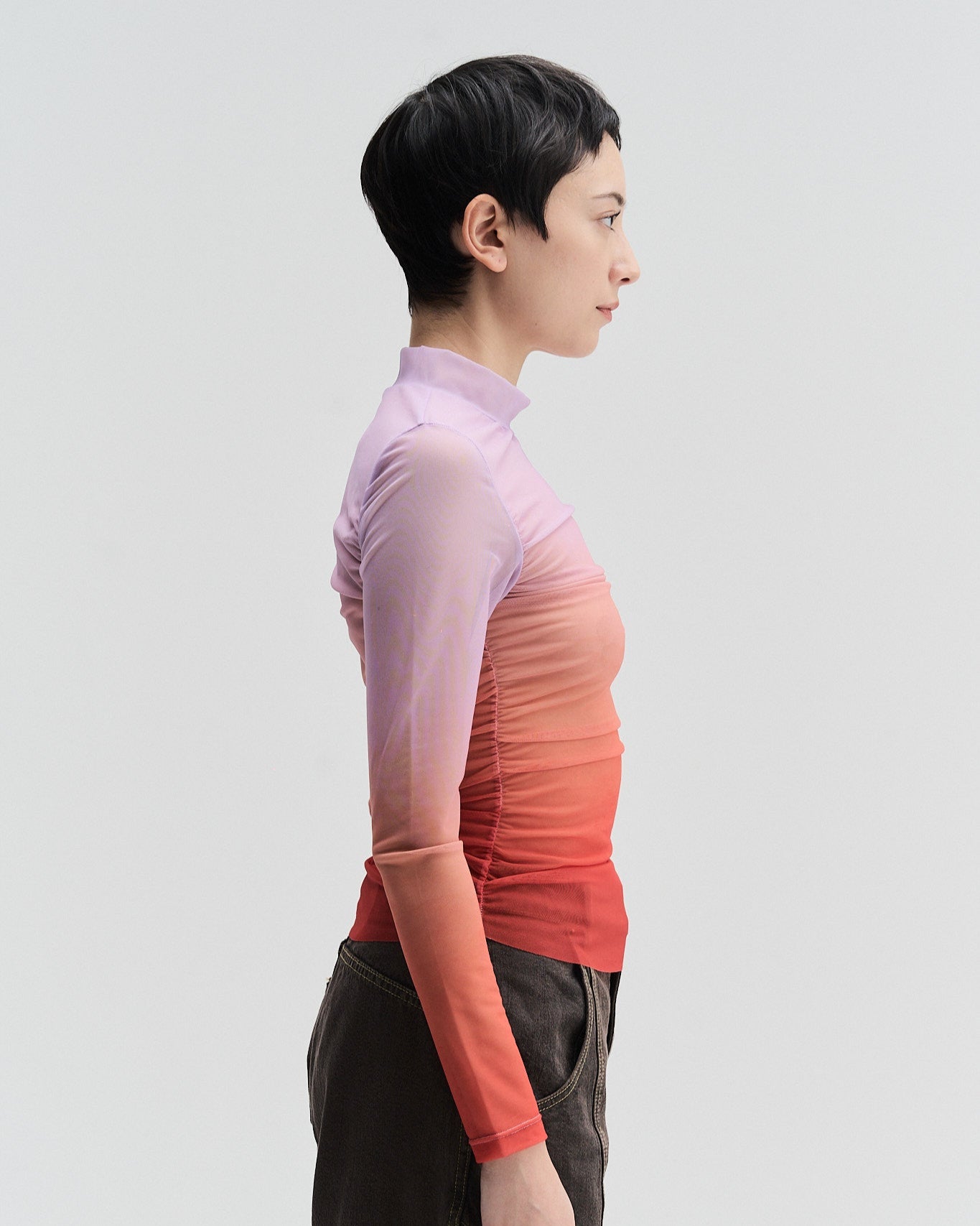 Mesh Stand Collar Top