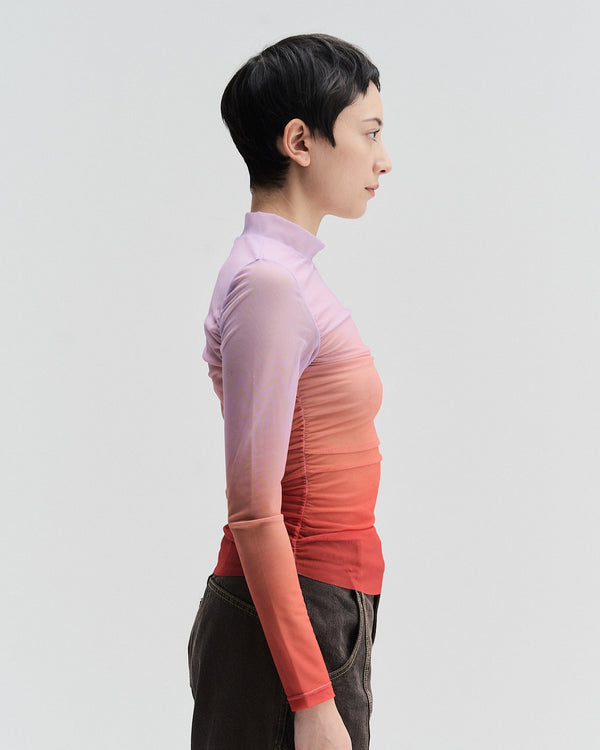 Mesh Stand Collar Top