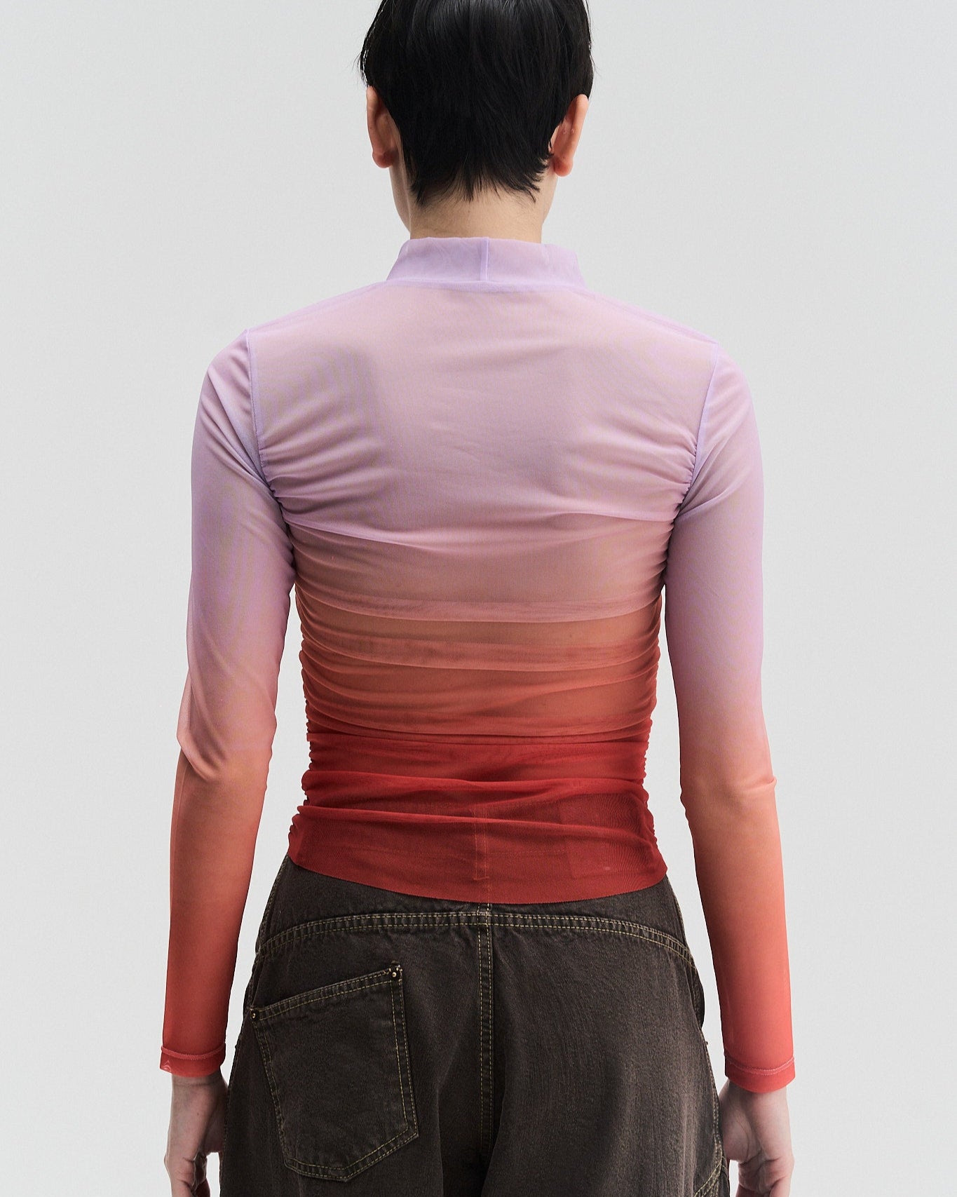 Mesh Stand Collar Top