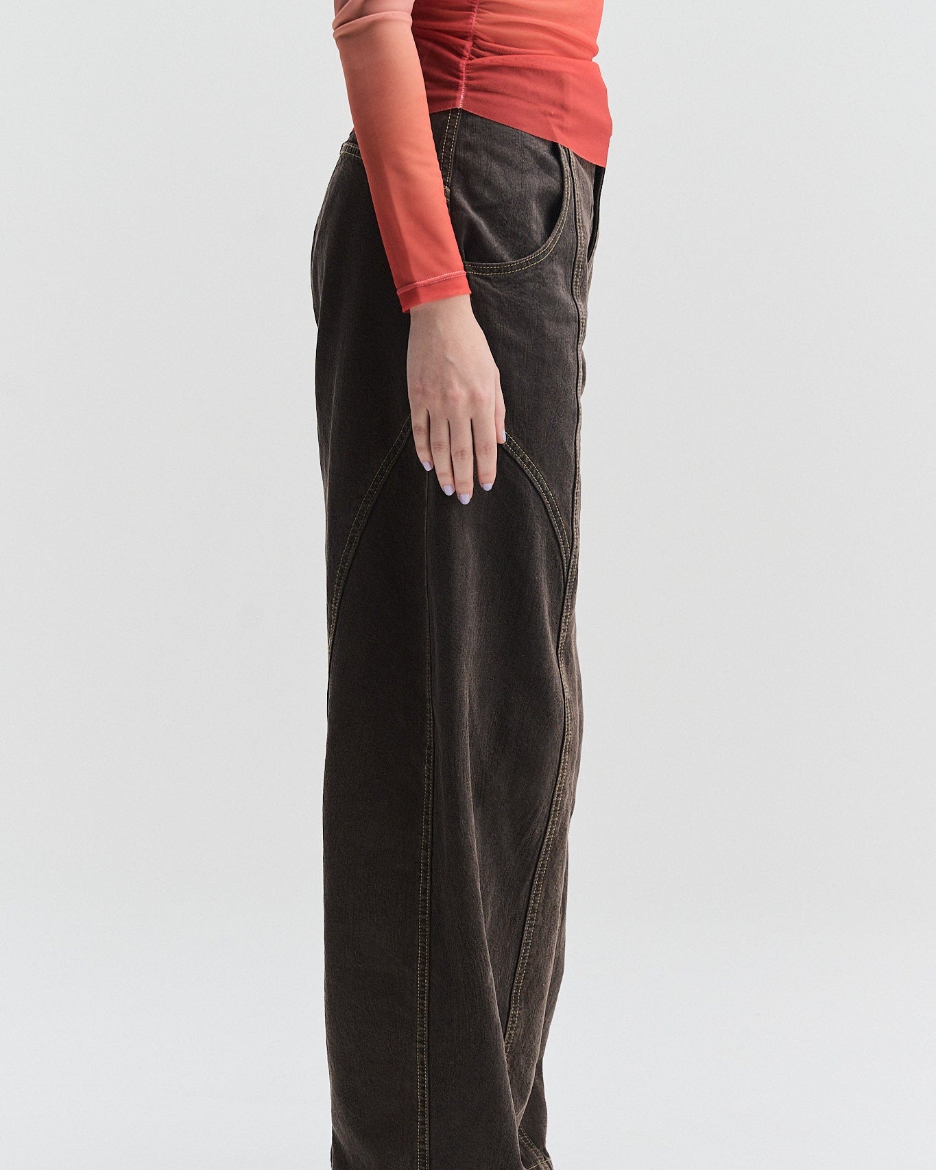 Panelled Jeans | Dark Brown