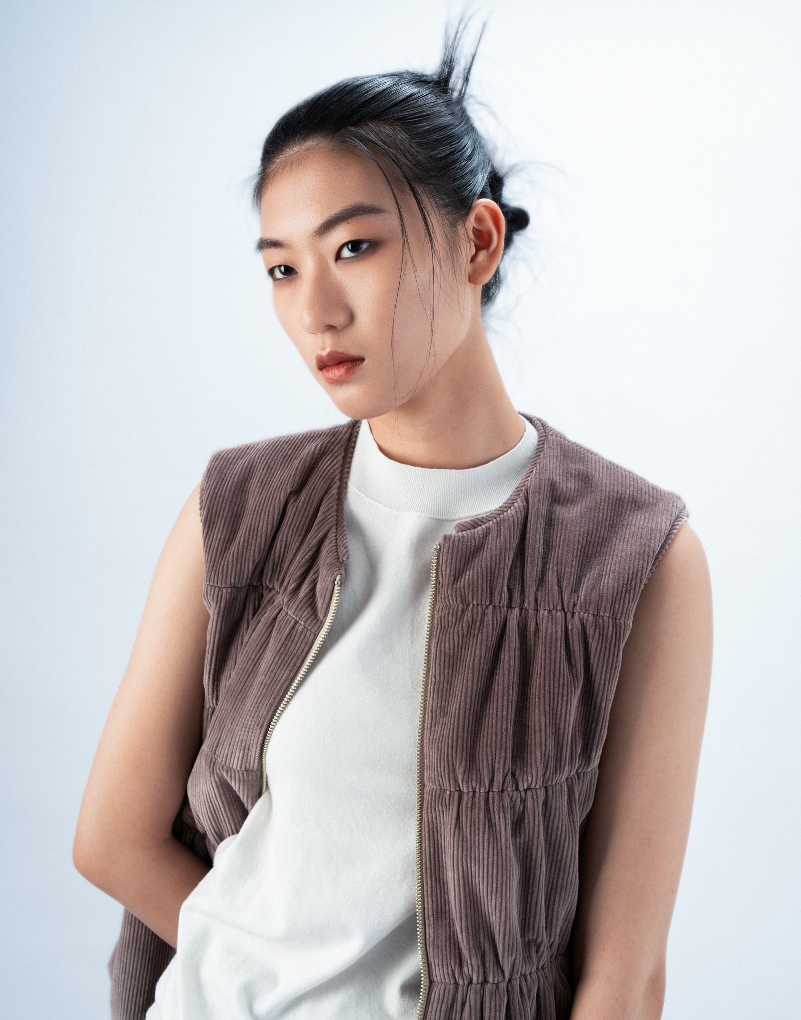 コーデュロイボリュームベスト｜Purple