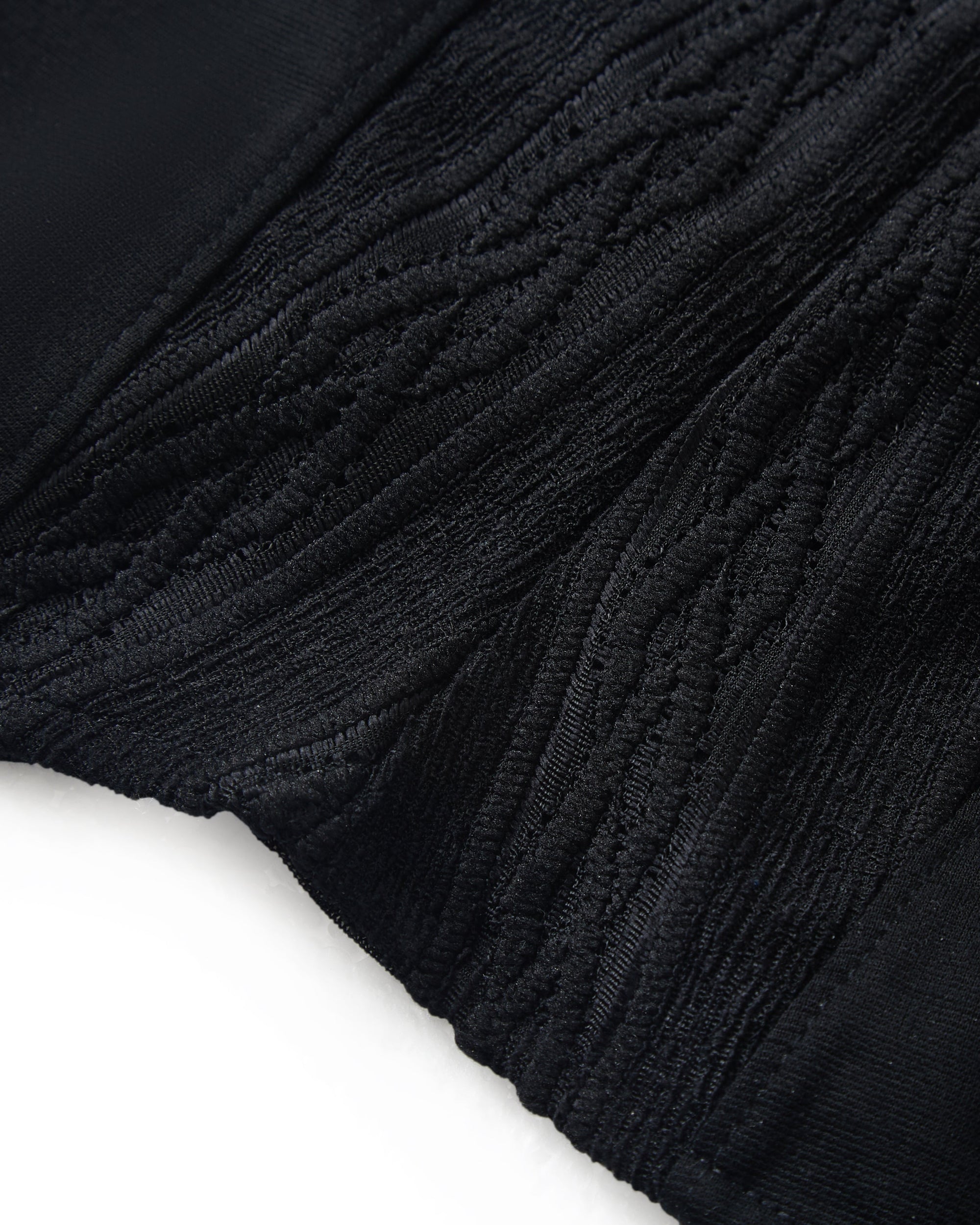 レース立体ニットオーバーシャツ｜black