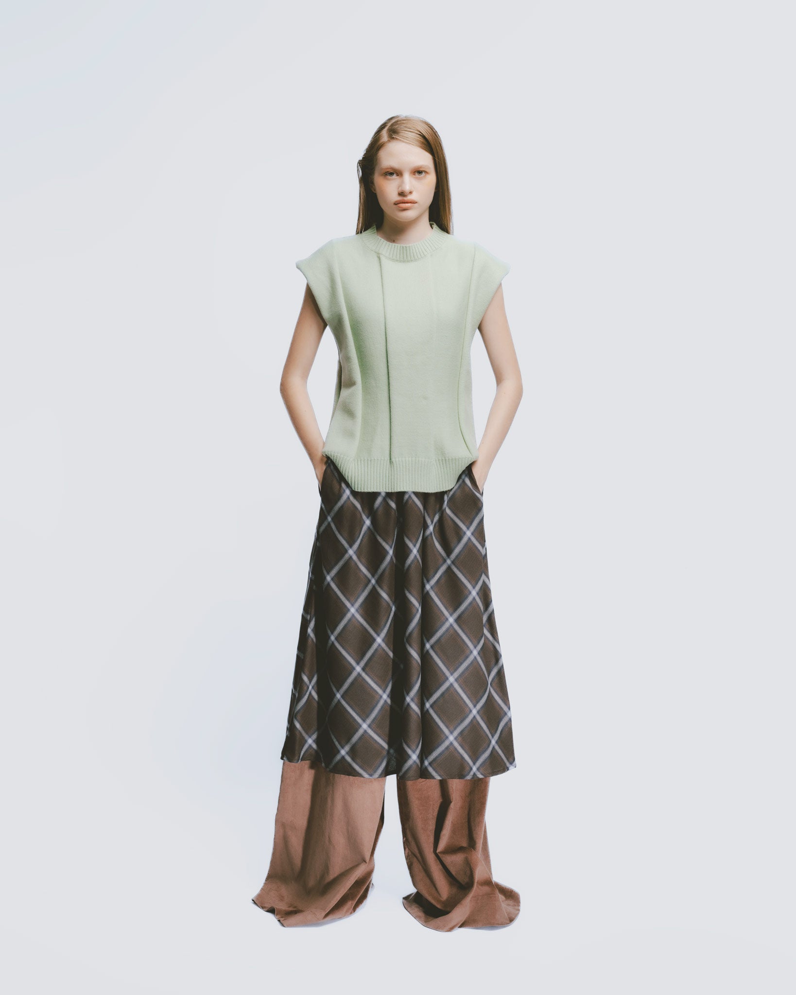 リブニットベスト｜Light Green