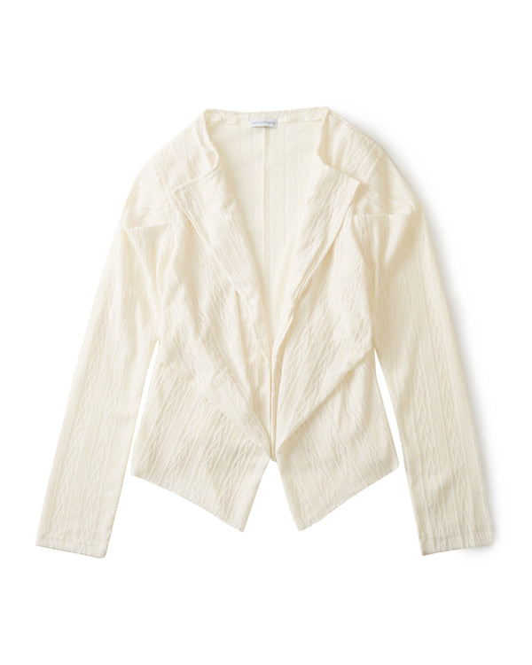レース立体ニットオーバーシャツ｜white