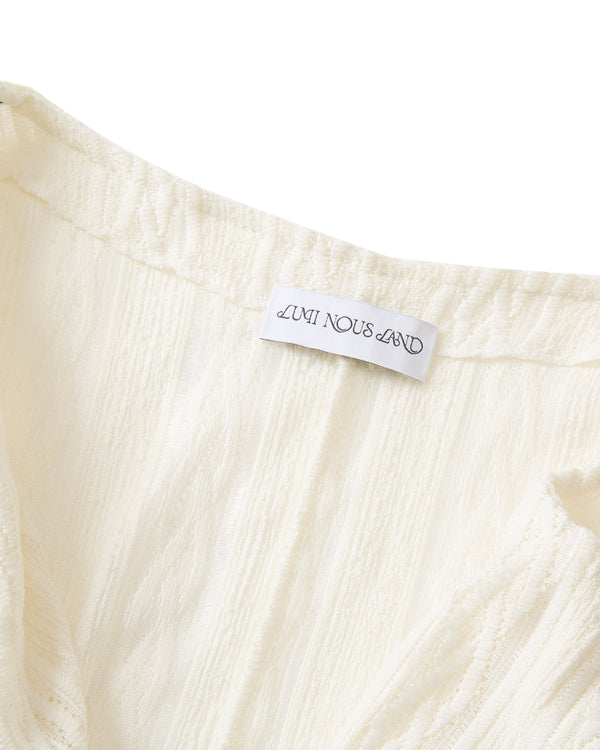 レース立体ニットオーバーシャツ｜white