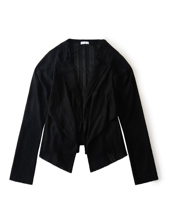 レース立体ニットオーバーシャツ｜black