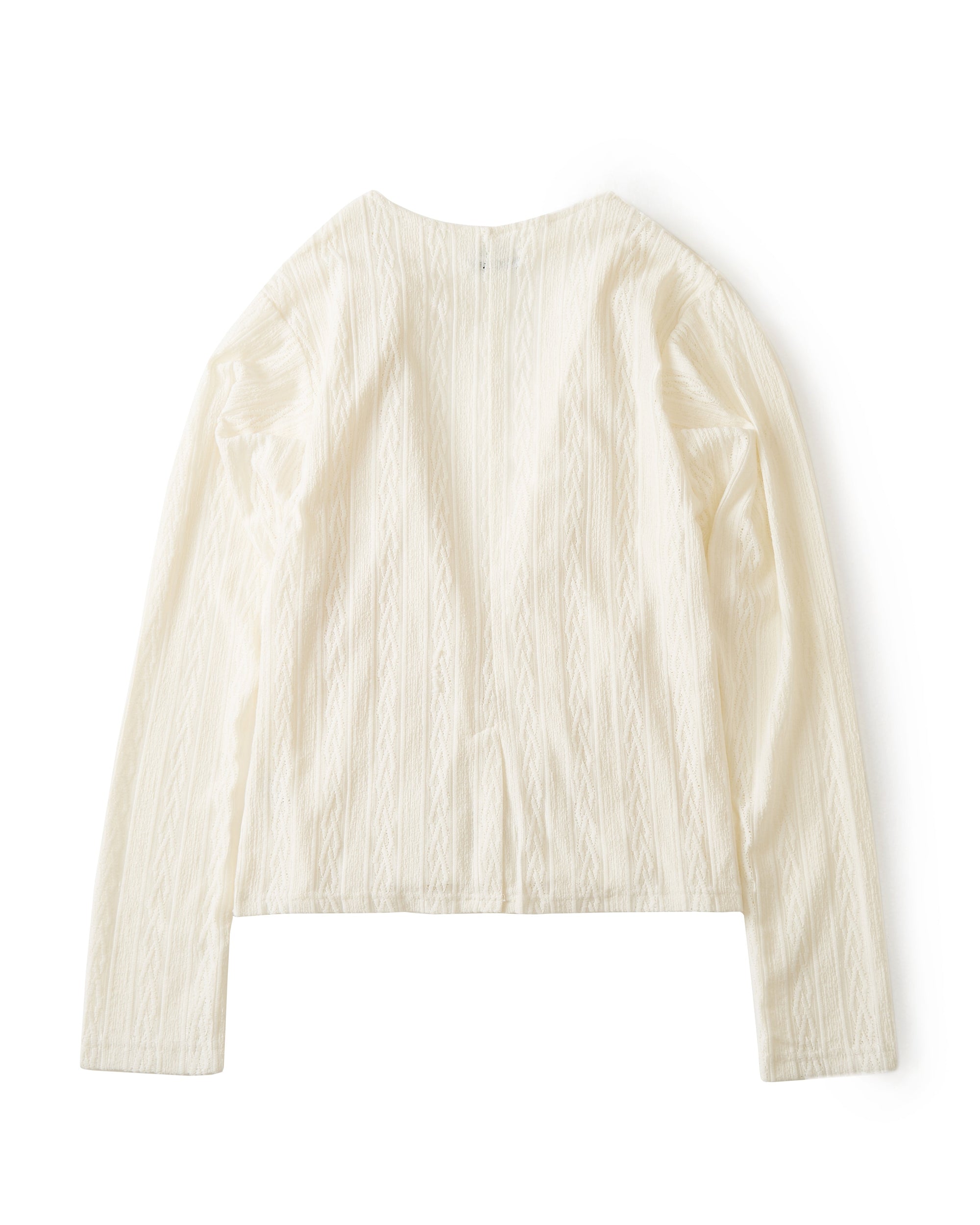 レース立体ニットオーバーシャツ｜white