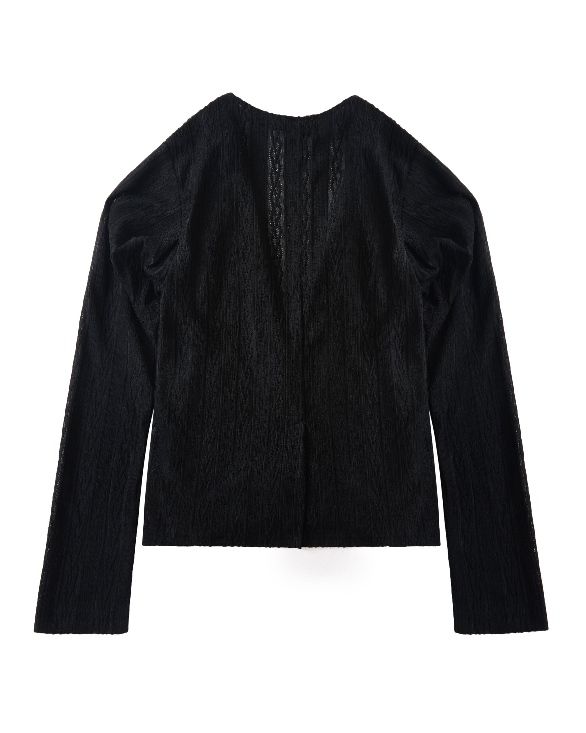 レース立体ニットオーバーシャツ｜black